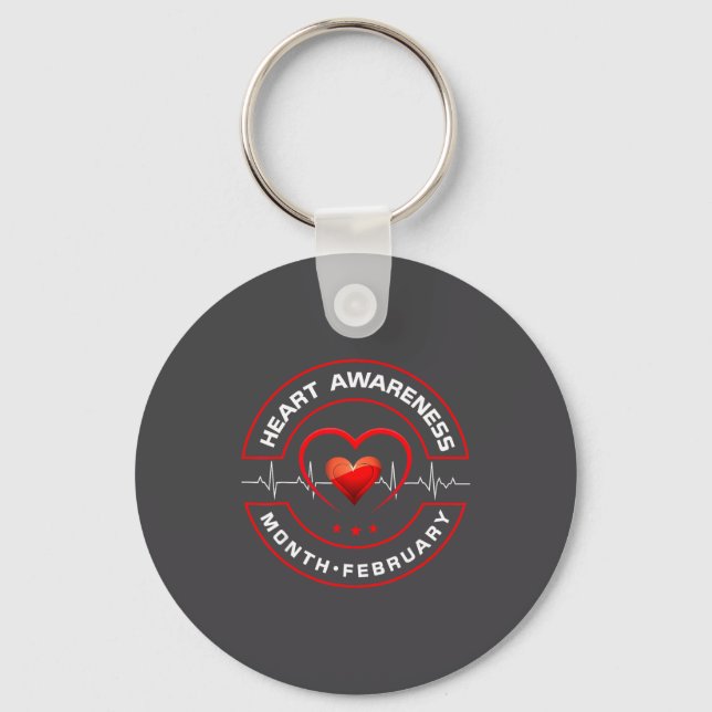 Heart Health Month February American Heart Health  Key Ring (Front)