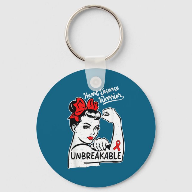 Heart Health Warrior Heart Disease Awareness Chd W Key Ring (Front)