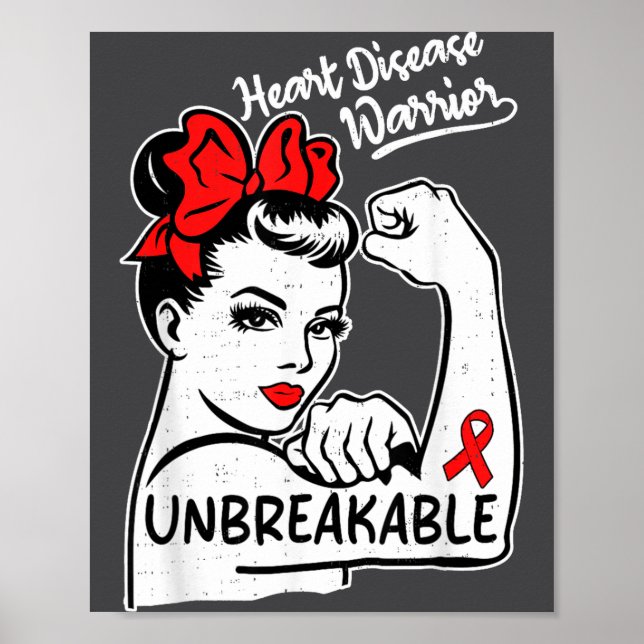 Heart Health Warrior Heart Disease Awareness Chd W Poster (Front)
