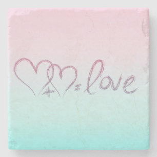 Heart + Heart = Love Stone Coaster