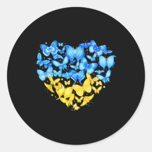 Heart Heart Ukraine Butterfly Ukraine Sunflower 1 Classic Round Sticker