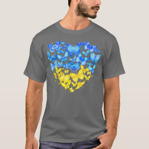 Heart Heart Ukraine Butterfly Ukraine Sunflower T-Shirt