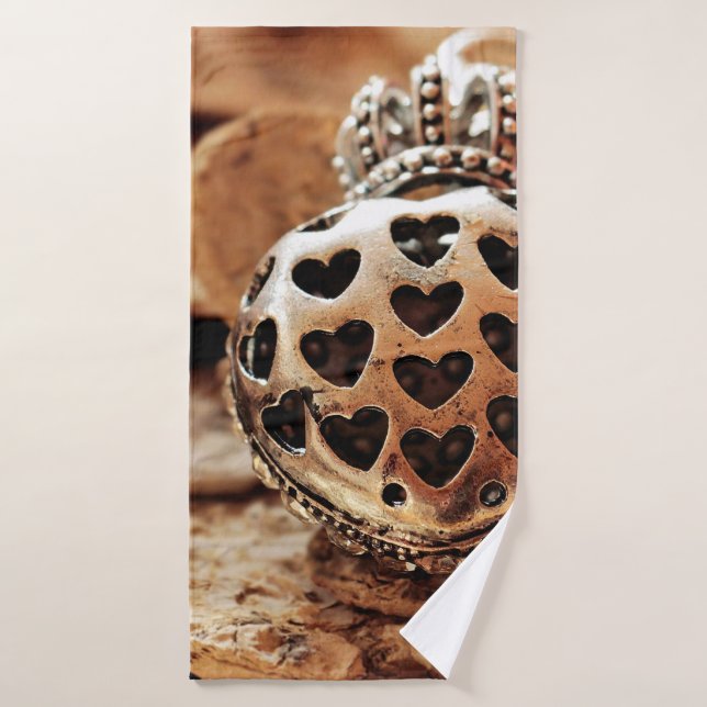 Heart heart with crown bath towel (Bath Towel)