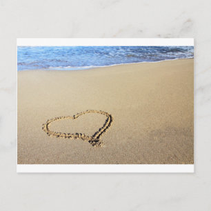 Heart Hearts Beach Sand Tropical Paradise Destiny Postcard