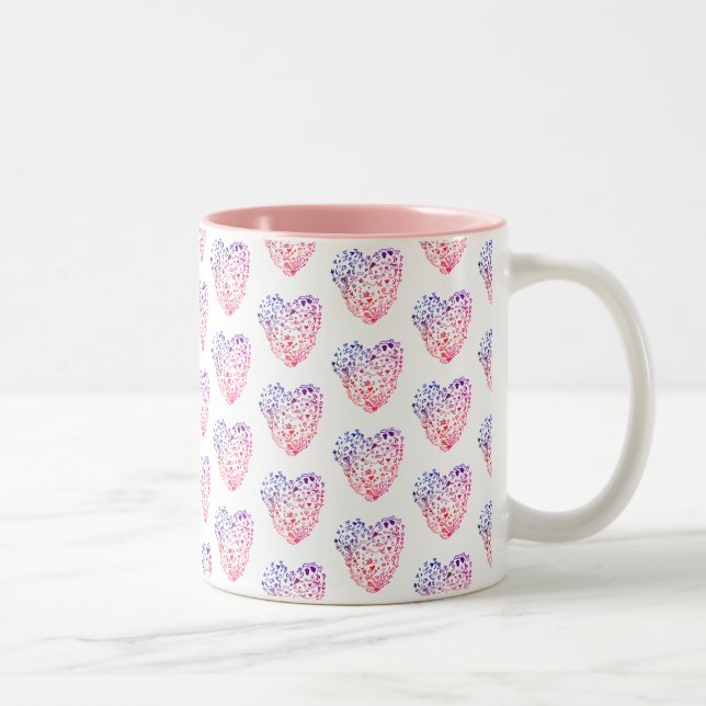 Heart Hearts Drawing Two-Tone Mug (Right)
