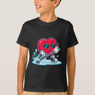 Heart Hockey Shirt Valentines Day Boys Men Kids Ho