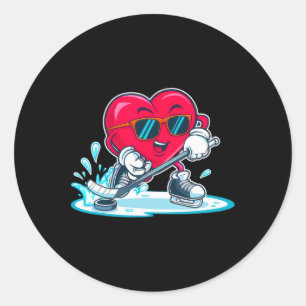 Heart Hockey Shirt Valentines Day Boys Men Kids Ho Classic Round Sticker