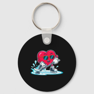 Heart Hockey Shirt Valentines Day Boys Men Kids Ho Key Ring
