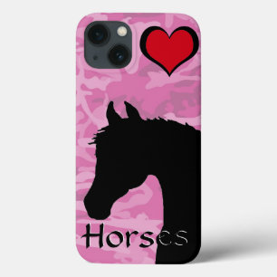 Heart Horse (pink camo) iPhone 13 Case