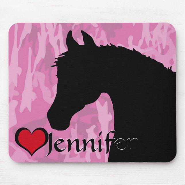 Heart Horse (pink camo) Mouse Mat (Front)