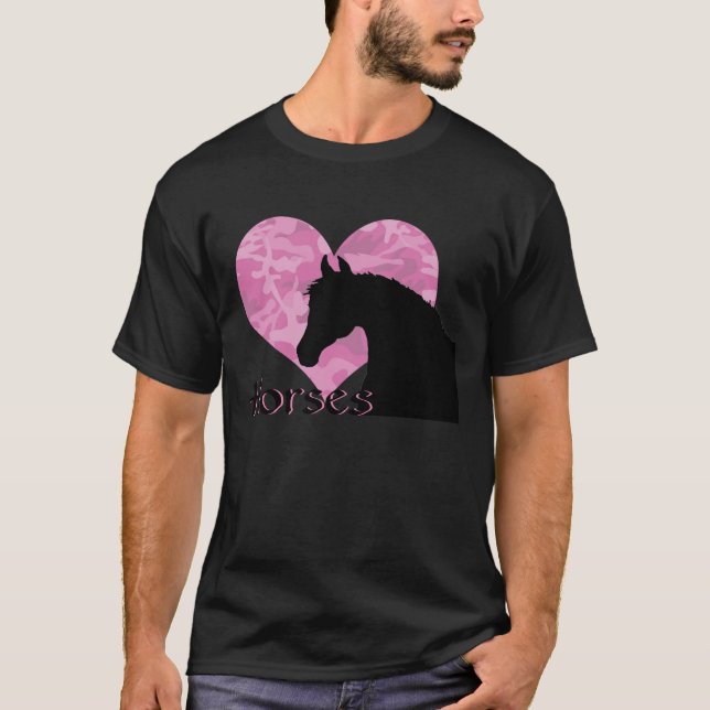 Heart Horse (pink camo) T-Shirt (Front)