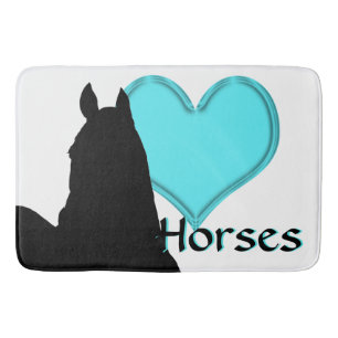 Heart Horses I Aqua Heart Bath Mat