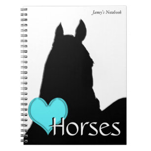 Heart Horses I Aqua Heart (white background) Notebook