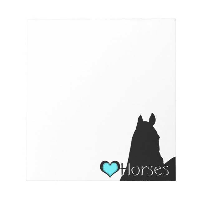 Heart Horses I Aqua Heart (white background) Notepad (Front)