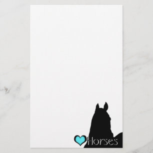Heart Horses I Aqua Heart (white background) Stationery