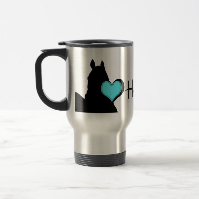 Heart Horses I Aqua Heart (white background) Travel Mug (Left)