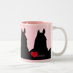 Heart Horses I (faded pink) Two-Tone Coffee Mug