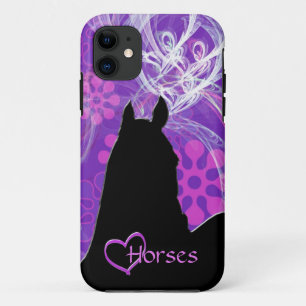 Heart Horses I (Purple Flowered) iPhone 11 Case