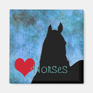 Heart Horses I Red Heart (blue/green) Magnet