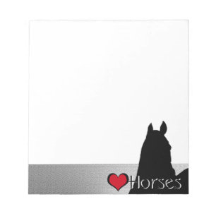 Heart Horses I Red Heart (silver metallic) Notepad