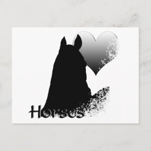 Heart Horses I (silver heart) Postcard