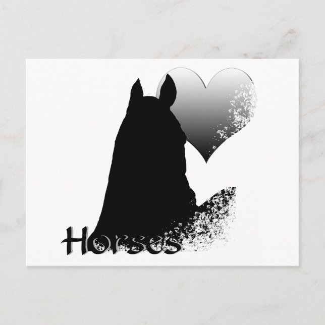 Heart Horses I (silver heart) Postcard (Front)
