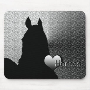 Heart Horses I Silver Heart (silver metallic) Mouse Mat