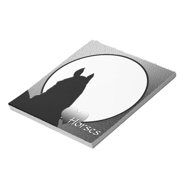 Heart Horses I Silver Heart (silver metallic) Notepad (Rotated)