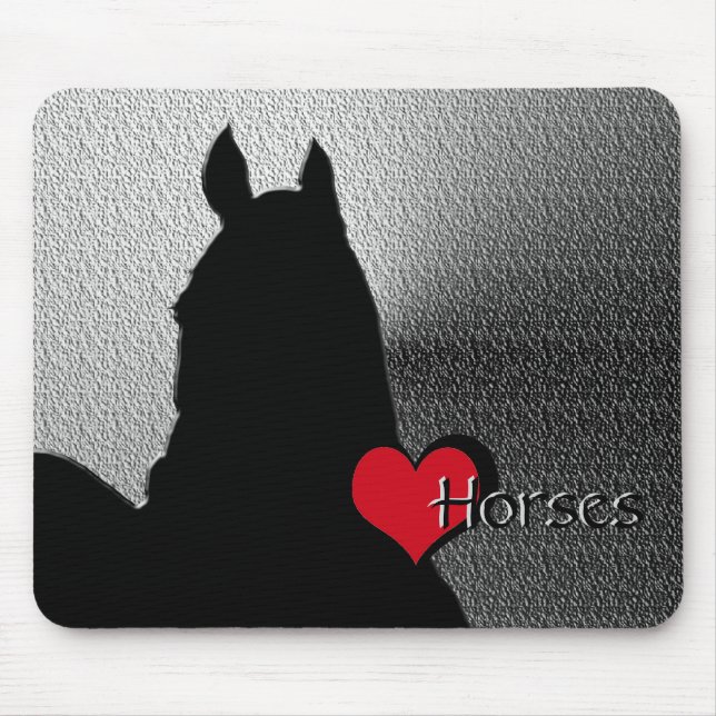 Heart Horses I (silver metallic) Mouse Mat (Front)