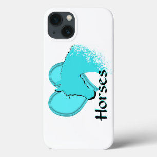 Heart Horses III (aqua) iPhone 13 Case