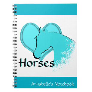 Heart Horses III (aqua) Notebook