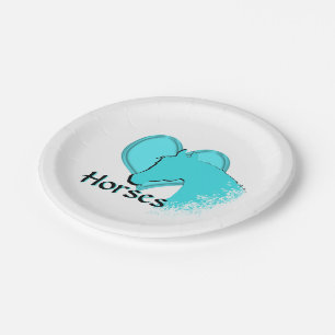 Heart Horses III (aqua) Paper Plate