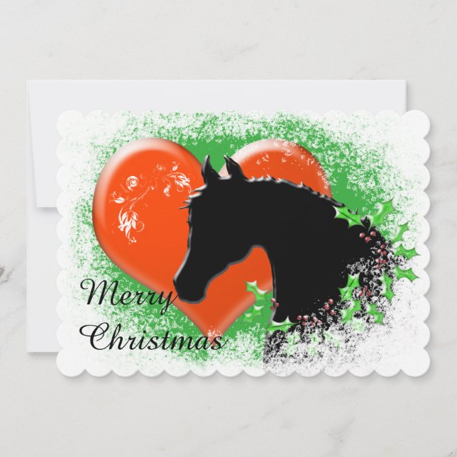 Heart Horses III Holiday (Black Horse/Red Heart) (Front)
