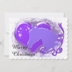 Heart Horses III Holiday (Purple Horse/Heart) Card