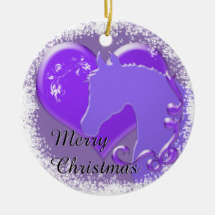 Heart Horses III Holiday (Purple Horse/Heart) Ceramic Tree Decoration