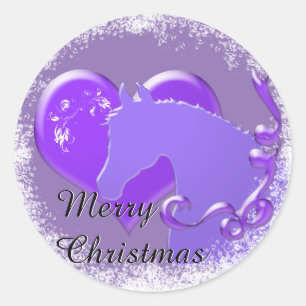 Heart Horses III Holiday (Purple Horse/Heart) Classic Round Sticker