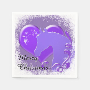 Heart Horses III Holiday (Purple Horse/Heart) Napkin