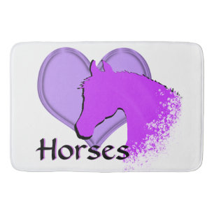 Heart Horses III (purple) Bath Mat