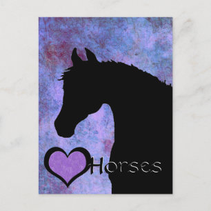 Heart Horses III (purple/blue) Postcard