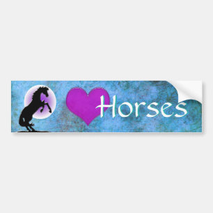 Heart Horses V (blue/green) Bumper Sticker