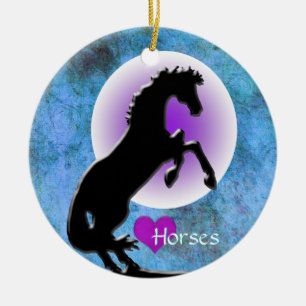 Heart Horses V (blue/green) Ceramic Tree Decoration
