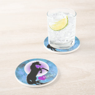 Heart Horses V (blue/green) Coaster