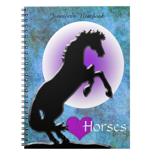 Heart Horses V (blue/green) Notebook (Front)