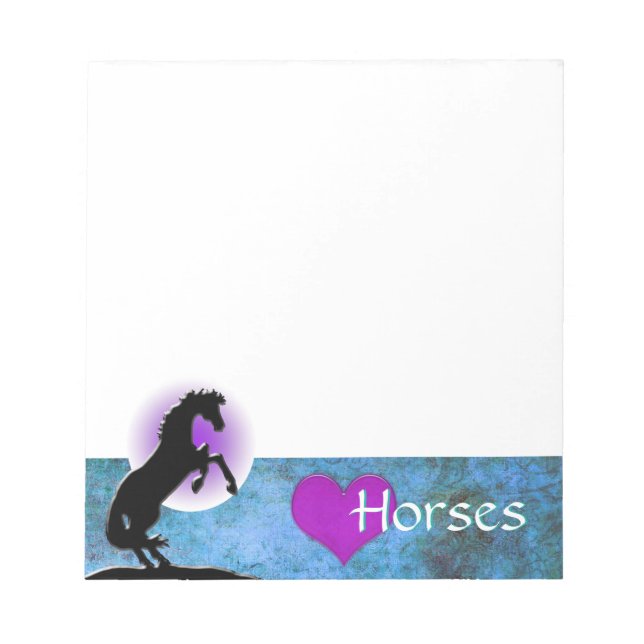 Heart Horses V (blue/green) Notepad (Front)