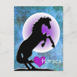 Heart Horses V (blue/green) Postcard