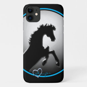 Heart Horses V Hazy Moon (blue) iPhone 11 Case