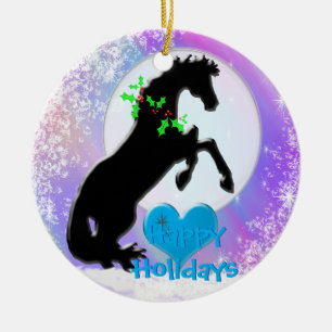 Heart Horses V Holiday (Colorful Haze) Ceramic Tree Decoration