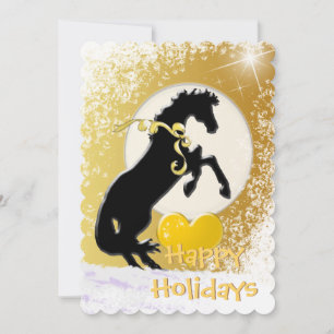 Heart Horses V Holiday (Golden Stars) Card