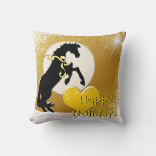 Heart Horses V Holiday (Golden Stars) Cushion