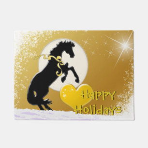 Heart Horses V Holiday (Golden Stars) Doormat